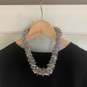 Statement necklace, crystal x silver beads